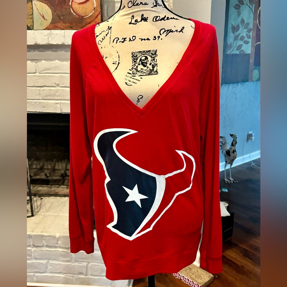 Vintage Victoria Secret PINK NFL Houston Texans LS V-Neck T-Shirt